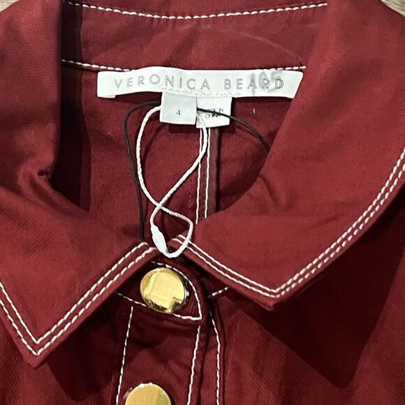 Veronica Beard Keswick Twill Two in One Cargo Jacket Color Deep Brick Size 4 - Picture 6 of 7